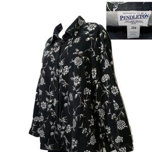 Pendleton Cotton Floral Black with White Textured Top Size 20W